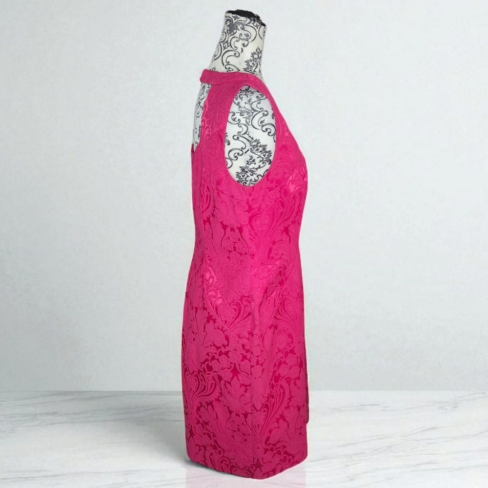 MELANIE LYNE Pink Damask Print Sleeveless Dress - 8 - Picture 3 of 7